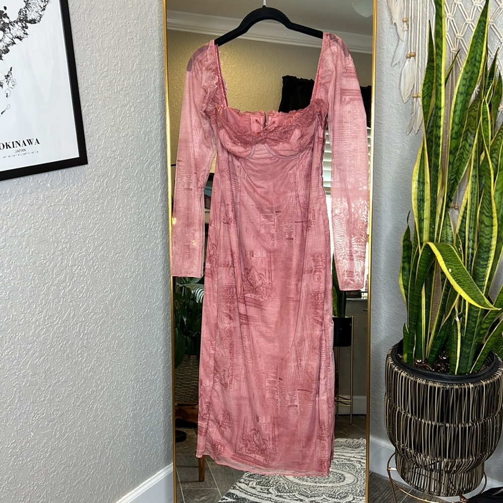 House of CB 'Seraphina' Pink Print Corset dress NWOT - Picture 8 of 11